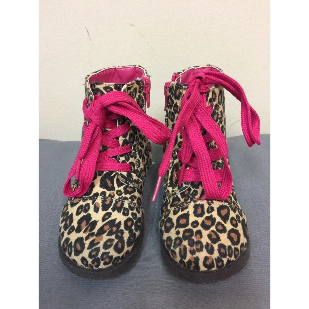 Fabkids Leopard Lace Up Boot - Kids 7